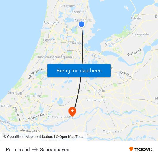 Purmerend to Schoonhoven map