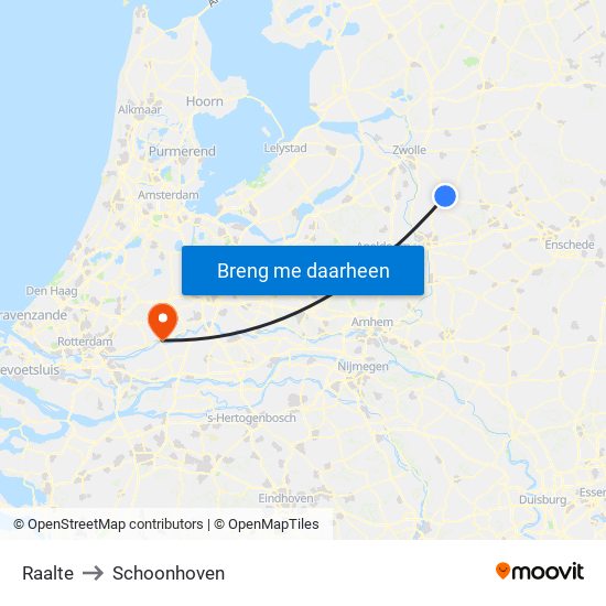 Raalte to Schoonhoven map