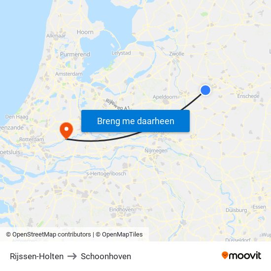 Rijssen-Holten to Schoonhoven map