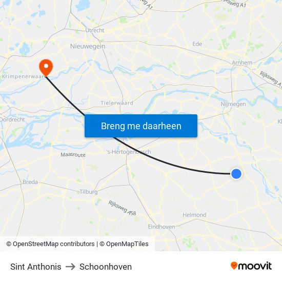 Sint Anthonis to Schoonhoven map