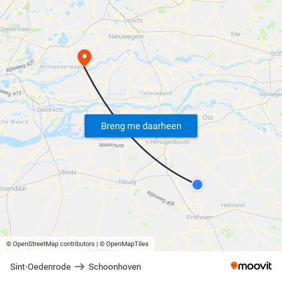 Sint-Oedenrode to Schoonhoven map