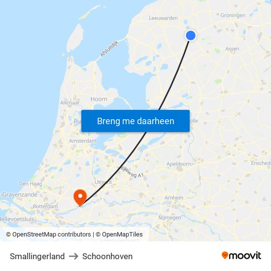 Smallingerland to Schoonhoven map
