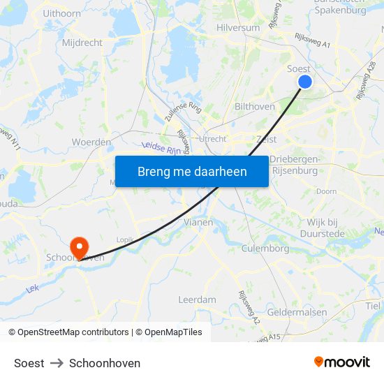 Soest to Schoonhoven map