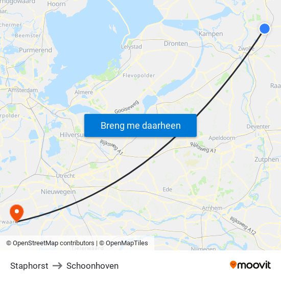 Staphorst to Schoonhoven map