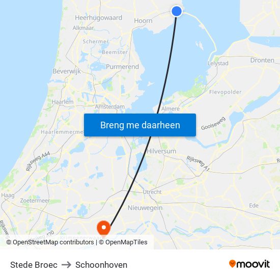 Stede Broec to Schoonhoven map