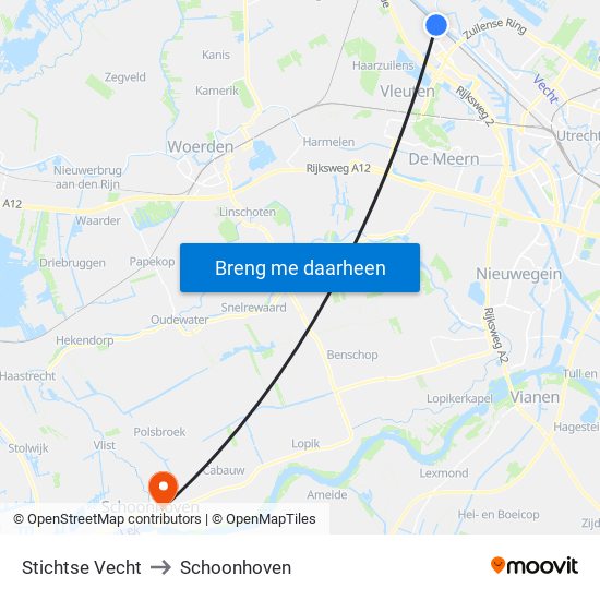 Stichtse Vecht to Schoonhoven map