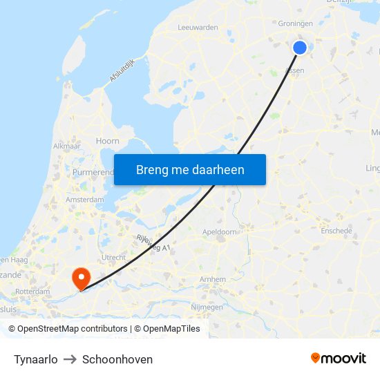 Tynaarlo to Schoonhoven map