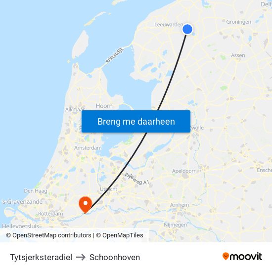 Tytsjerksteradiel to Schoonhoven map