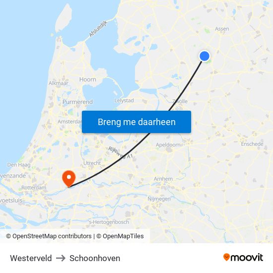 Westerveld to Schoonhoven map