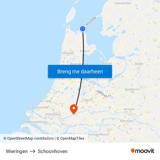 Wieringen to Schoonhoven map