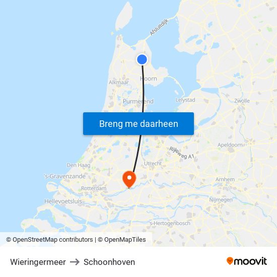 Wieringermeer to Schoonhoven map