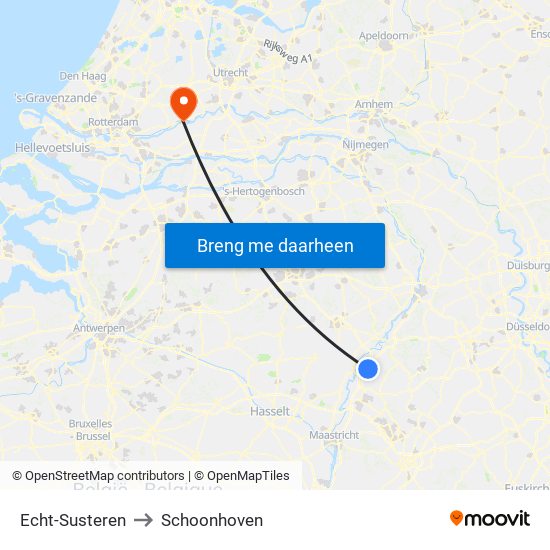 Echt-Susteren to Schoonhoven map