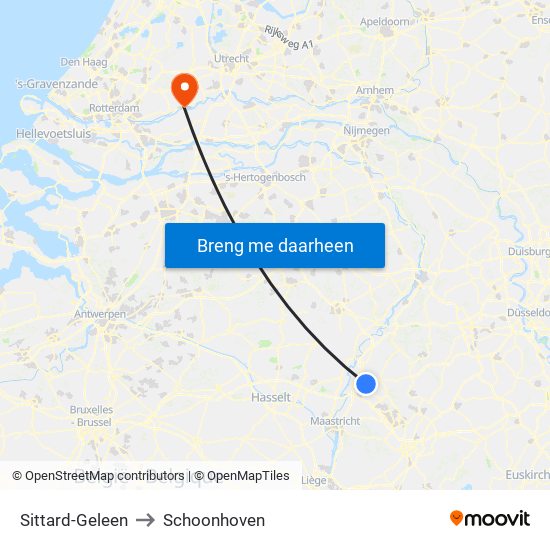 Sittard-Geleen to Schoonhoven map
