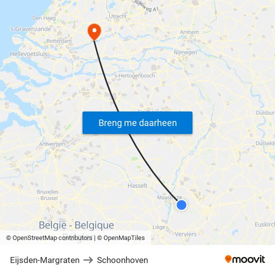 Eijsden-Margraten to Schoonhoven map