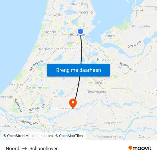 Noord to Schoonhoven map