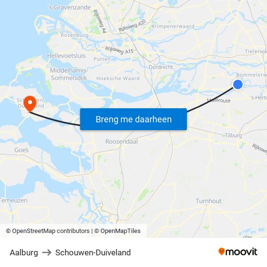 Aalburg to Schouwen-Duiveland map