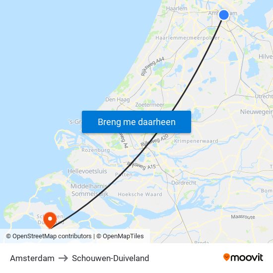 Amsterdam to Schouwen-Duiveland map