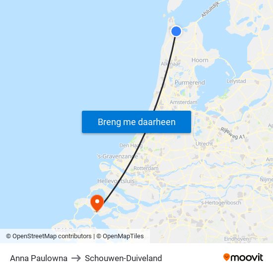 Anna Paulowna to Schouwen-Duiveland map