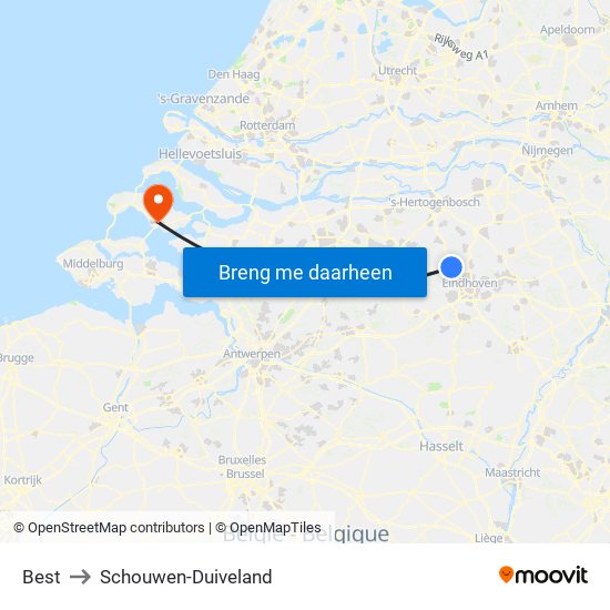 Best to Schouwen-Duiveland map