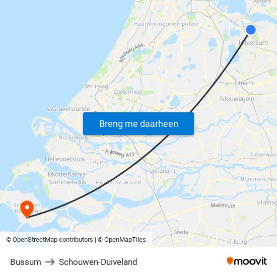 Bussum to Schouwen-Duiveland map