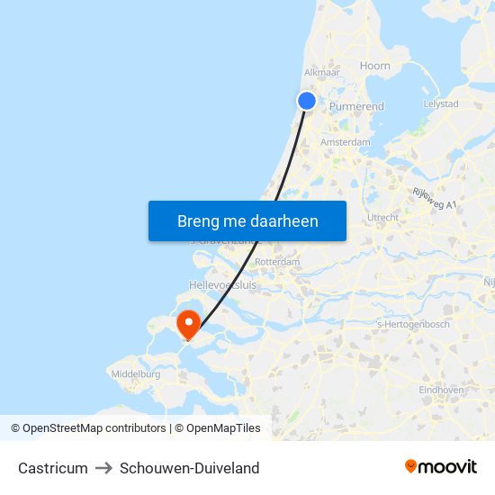 Castricum to Schouwen-Duiveland map