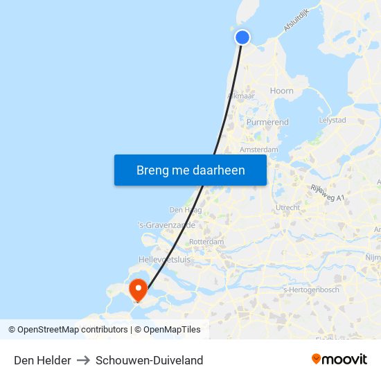 Den Helder to Schouwen-Duiveland map