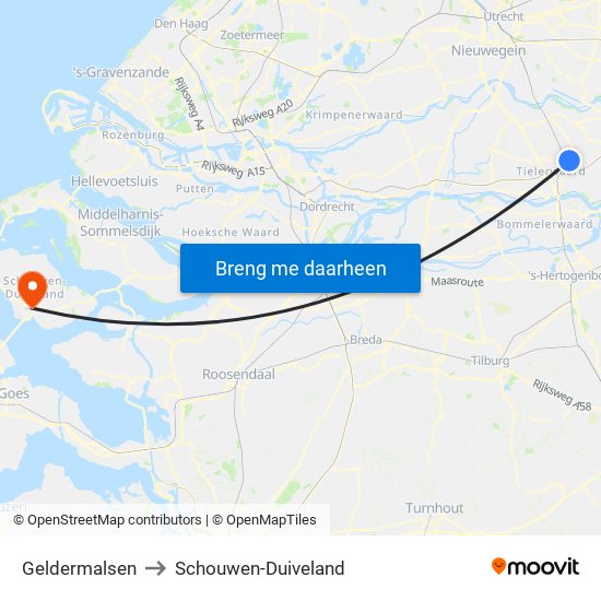 Geldermalsen to Schouwen-Duiveland map