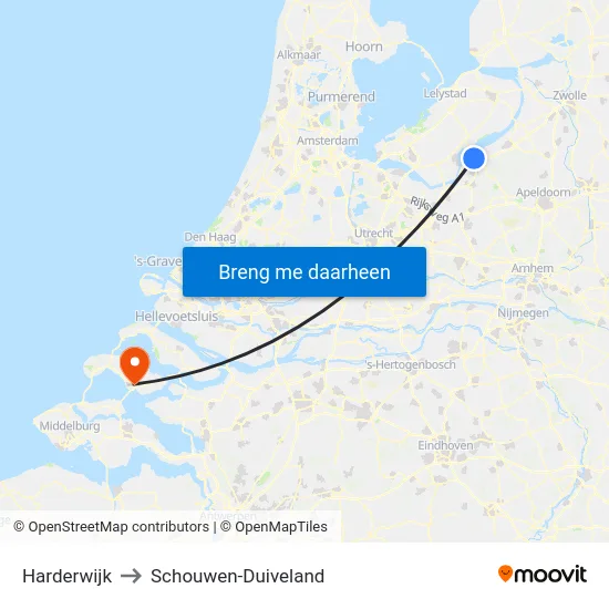 Harderwijk to Schouwen-Duiveland map