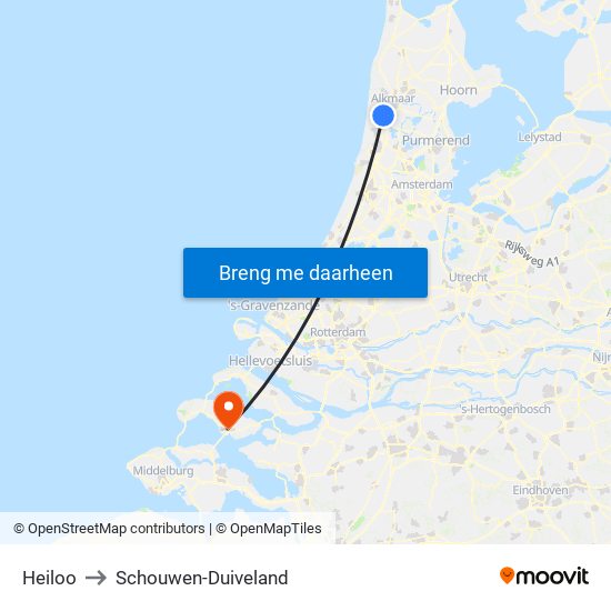 Heiloo to Schouwen-Duiveland map