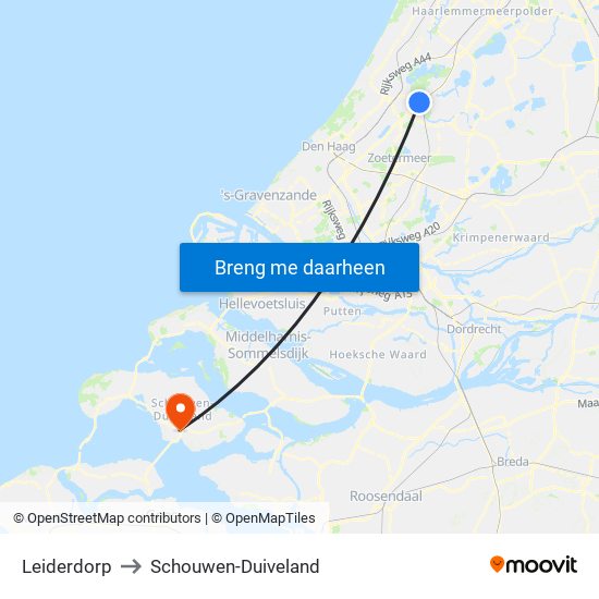 Leiderdorp to Schouwen-Duiveland map