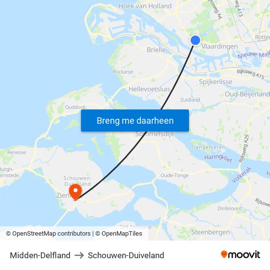 Midden-Delfland to Schouwen-Duiveland map