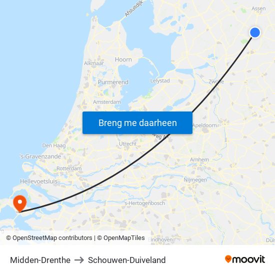 Midden-Drenthe to Schouwen-Duiveland map