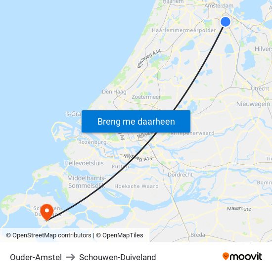 Ouder-Amstel to Schouwen-Duiveland map