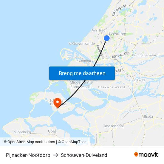 Pijnacker-Nootdorp to Schouwen-Duiveland map