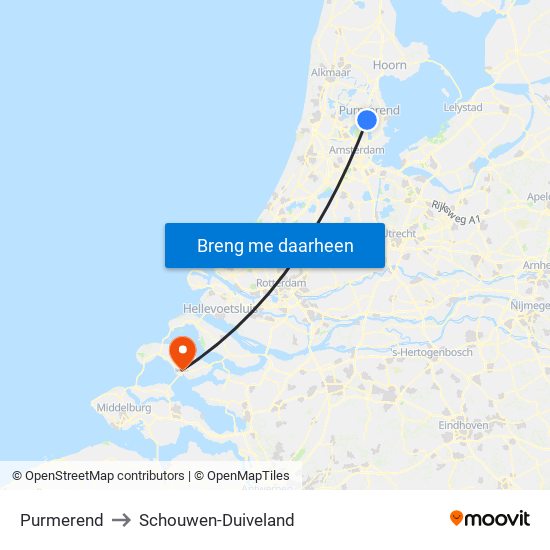 Purmerend to Schouwen-Duiveland map