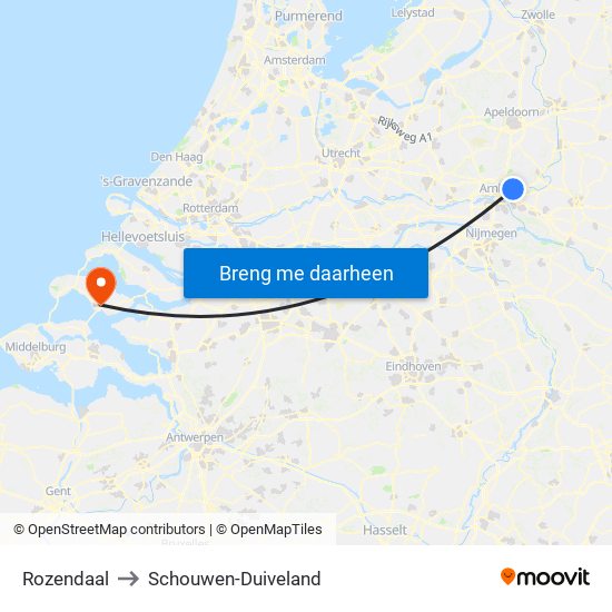 Rozendaal to Schouwen-Duiveland map
