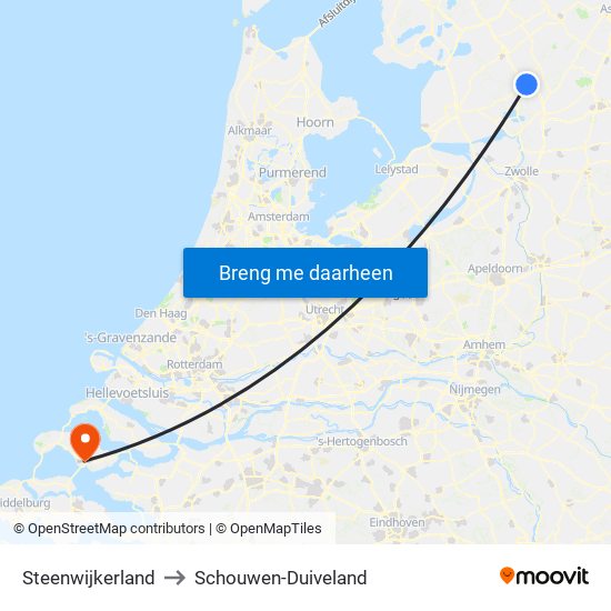 Steenwijkerland to Schouwen-Duiveland map