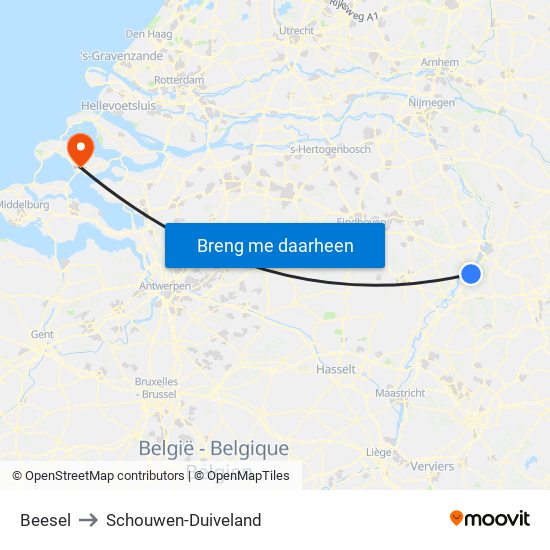 Beesel to Schouwen-Duiveland map