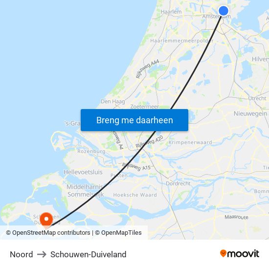 Noord to Schouwen-Duiveland map