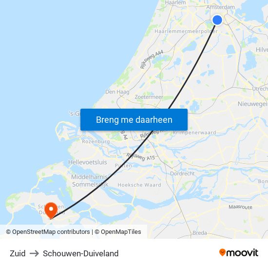 Zuid to Schouwen-Duiveland map