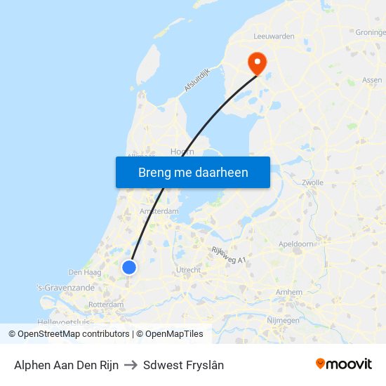 Alphen Aan Den Rijn to Sdwest Fryslân map