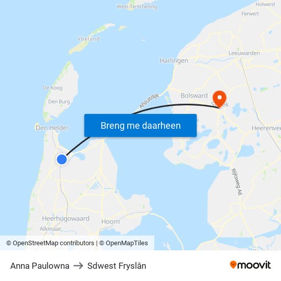 Anna Paulowna to Sdwest Fryslân map
