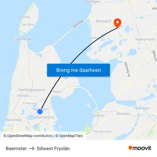 Beemster to Sdwest Fryslân map