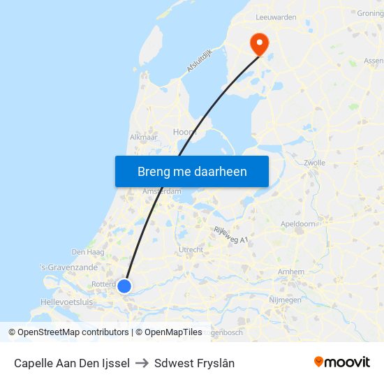 Capelle Aan Den Ijssel to Sdwest Fryslân map