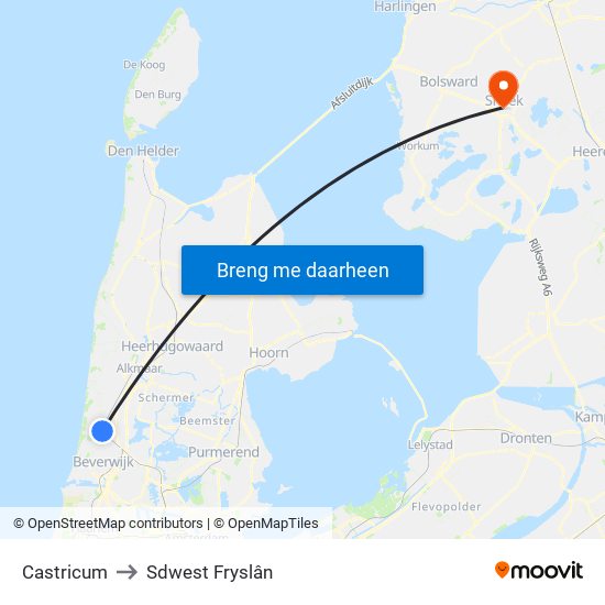 Castricum to Sdwest Fryslân map