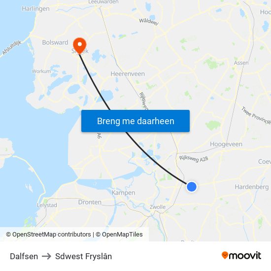 Dalfsen to Sdwest Fryslân map