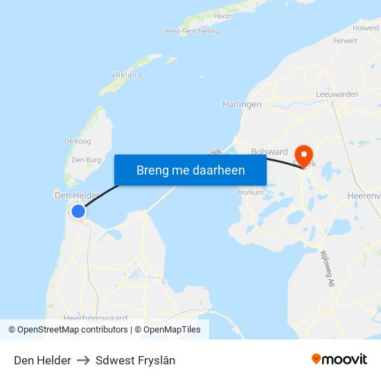 Den Helder to Sdwest Fryslân map