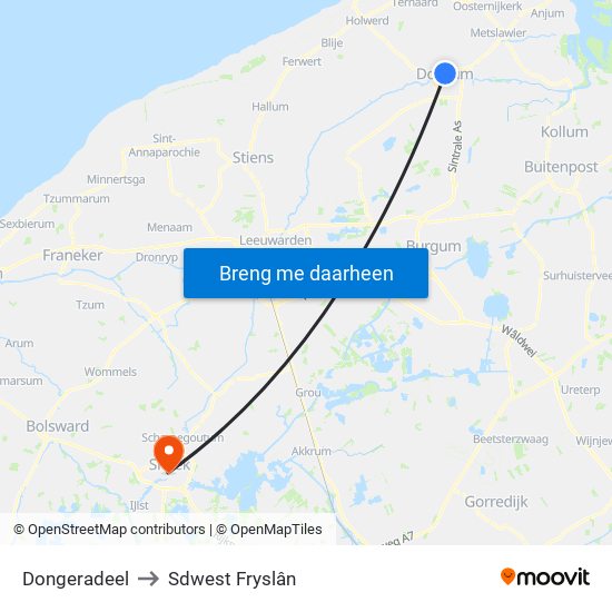 Dongeradeel to Sdwest Fryslân map