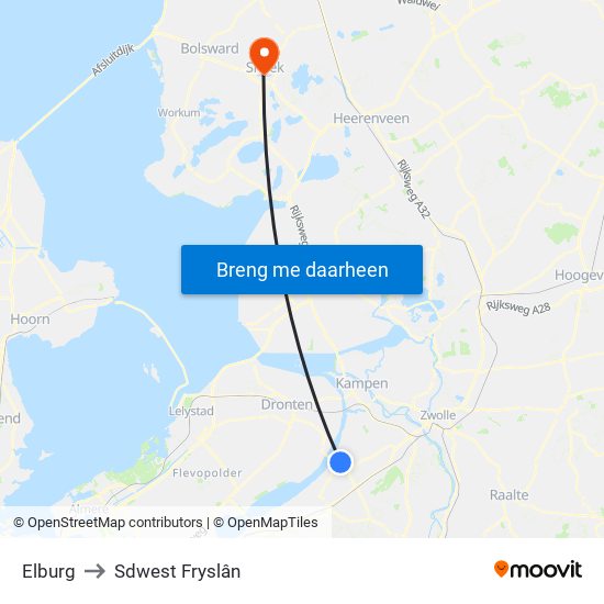 Elburg to Sdwest Fryslân map