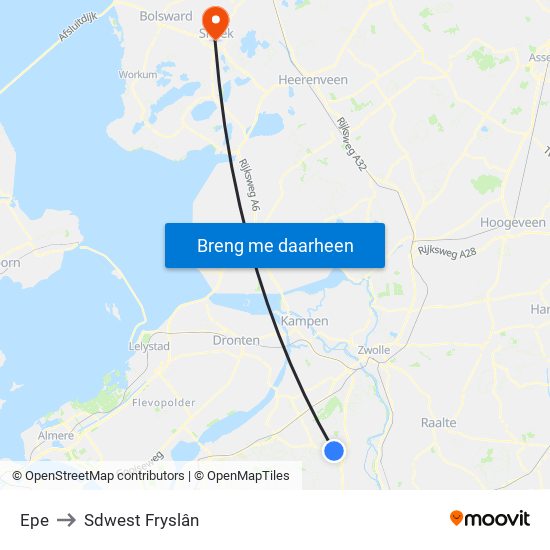 Epe to Sdwest Fryslân map